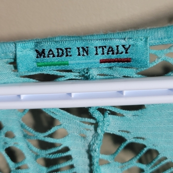 Gorgeous GoddessWear auqua crochet lace overlay blouse made in Italy os S-L - Picture 3 of 6